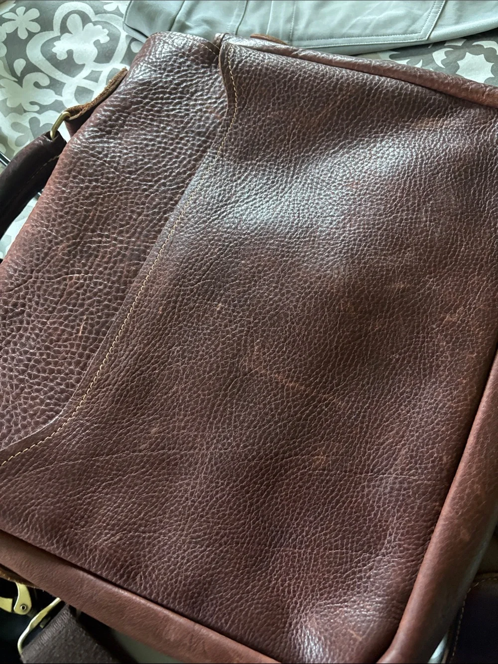 Duluth Trading Genuine Leather Messenger Laptop Briefcase Bag - Brown